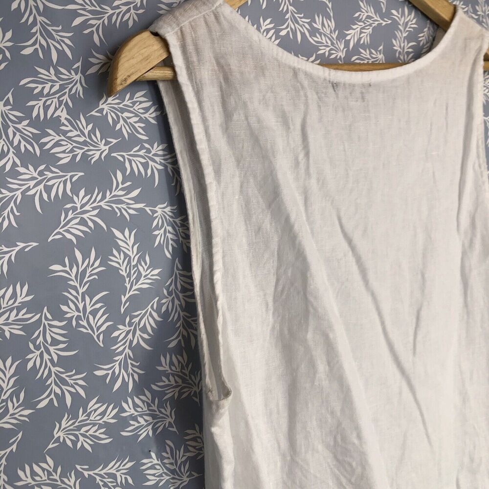 Lungo L'arno Made In Italy 100% Linen Crochet Sleeveless White Top Size M - Picture 3 of 15